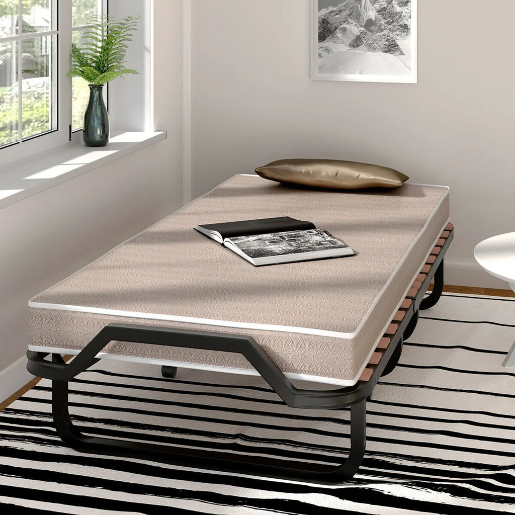 Nouveauté 2026 – Lit pliant Gymax avec matelas à mémoire de forme, lit d'appoint en métal, fabriqué en Italie