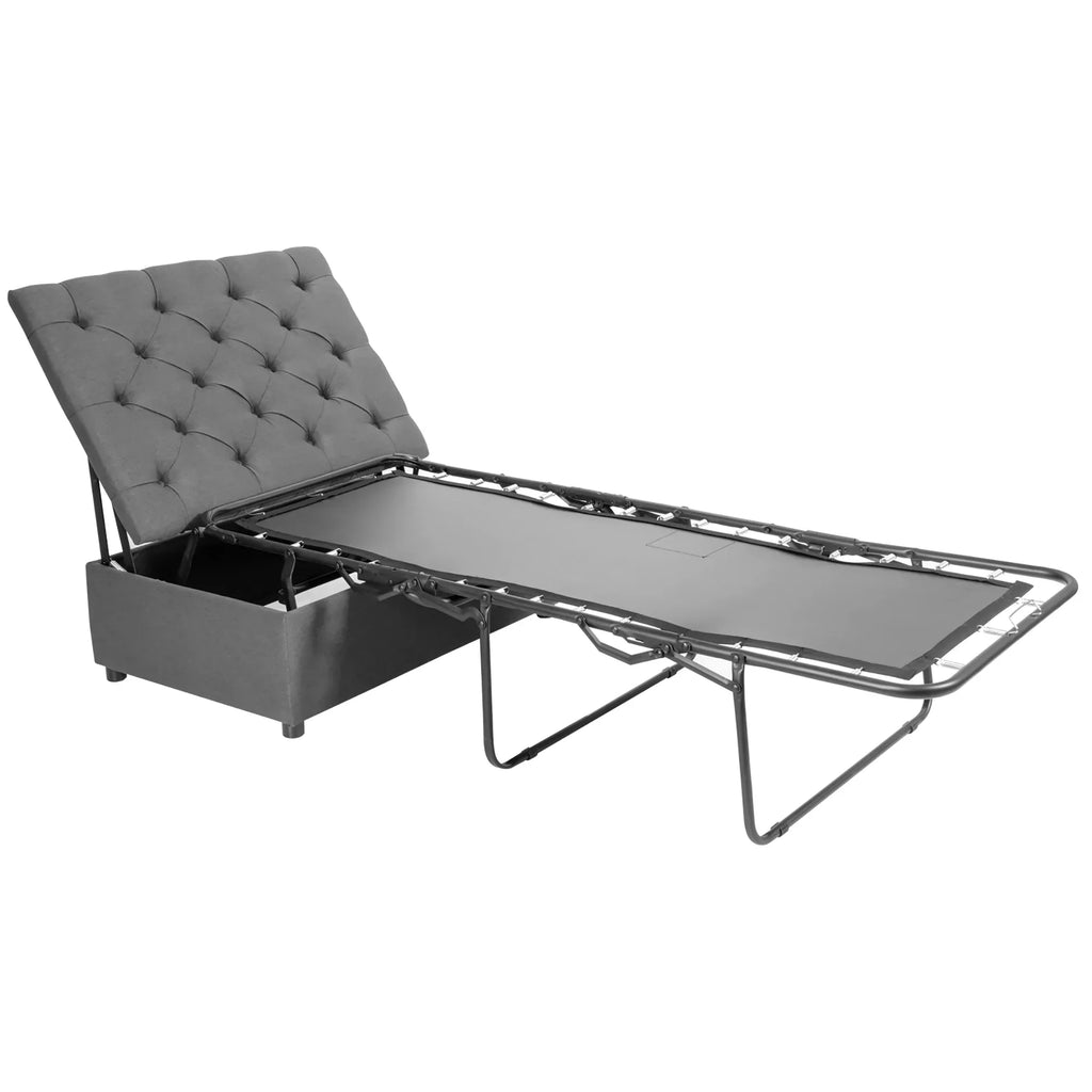 Nouveauté 2026 – Lit pliant moderne en bois massif Costway avec repose-pieds, gris