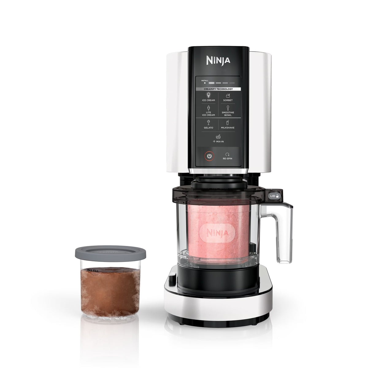 Nouveauté 2026 – Ninja. CREAMi., Sorbetière et machine à desserts glacés avec 7 programmes à une touche, NC300WMWH