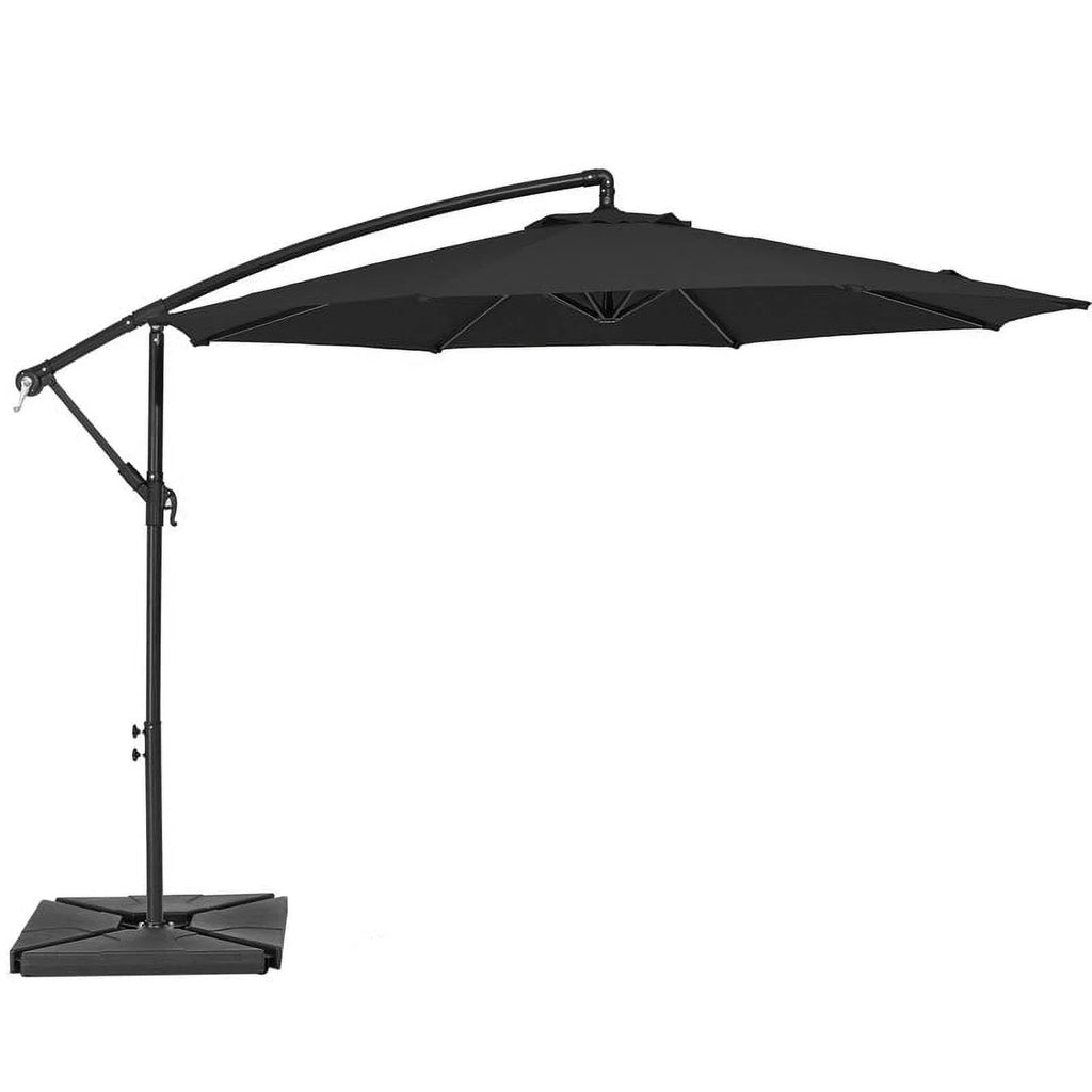 Nouveauté 2026 – Parasol déporté suspendu JUSTLET de 3 m (10 pi) robuste avec base en 4 pièces incluse, beige