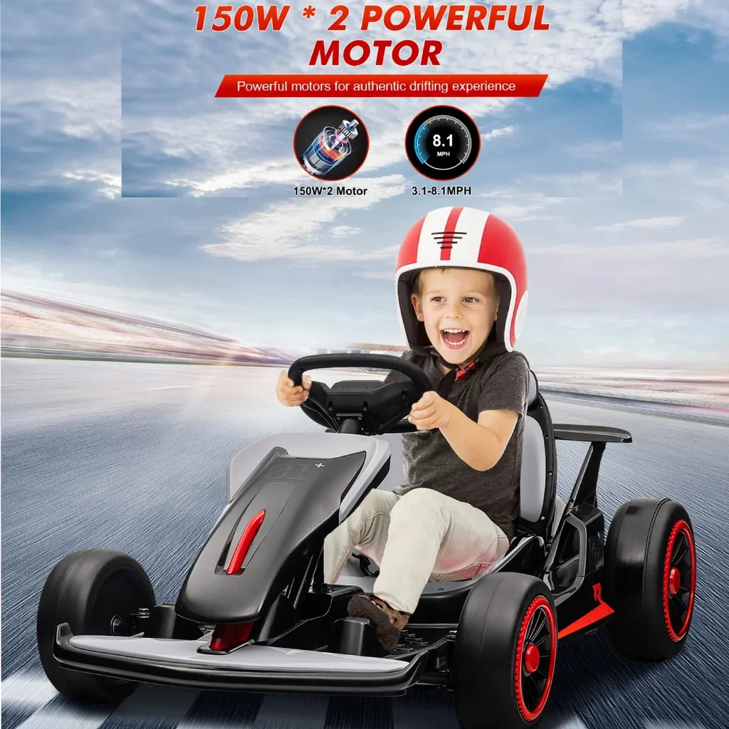 Nouveauté 2026 – Kart de drift 24V avec 2 moteurs puissants de 150 W, batterie haute capacité de 7 Ah, pédales électriques, jouet de course électrique pour l'extérieur