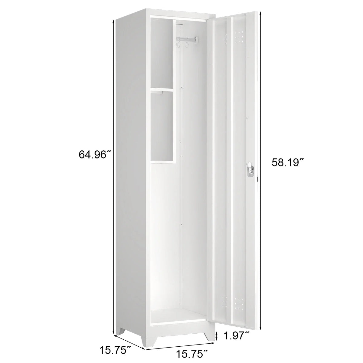 Nouveauté 2026 – Armoire à balais Marcree Slim , armoire métallique avec étagères et tringle de suspension, armoire de rangement utilitaire de 165 cm avec porte verrouillable, armoire de rangement haute pour produits de nettoyage, idéale pour la cuis