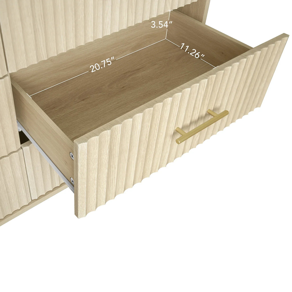 Nouveauté 2026 – Commode à 6 tiroirs Fluted , commode moderne large, commode double à 6 tiroirs