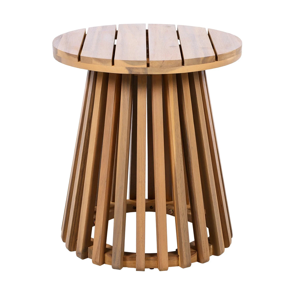 Nouveauté 2026 – Table d'appoint ronde d'extérieur en bois d'acacia Christopher Knight Home, couleur teck clair, idéale pour le jardin, la pelouse ou le balcon