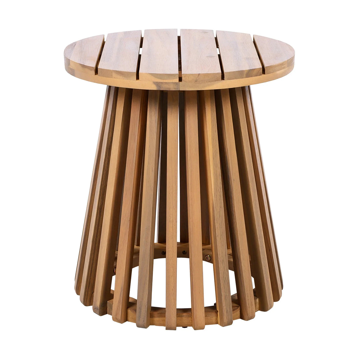 Nouveauté 2026 – Table d'appoint ronde d'extérieur en bois d'acacia Christopher Knight Home, couleur teck clair, idéale pour le jardin, la pelouse ou le balcon