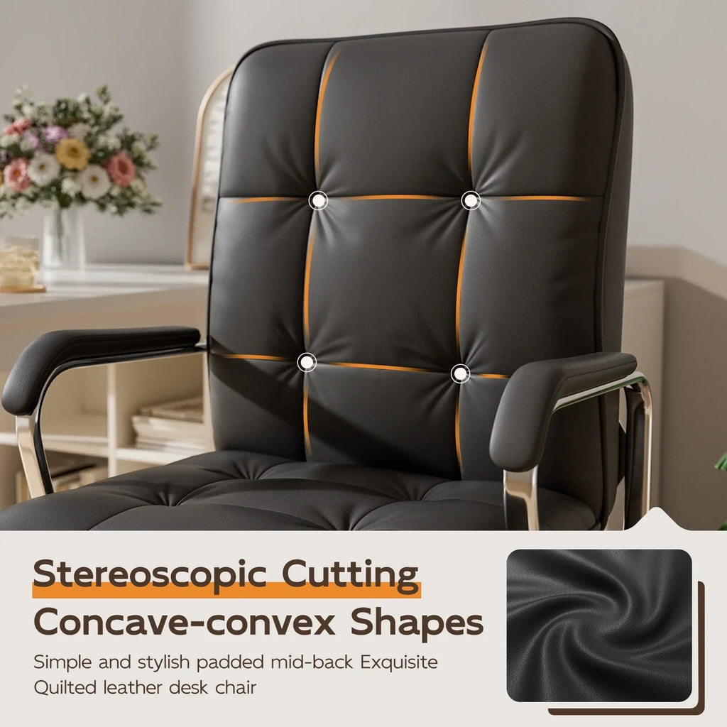 Nouveauté 2026 – Fauteuil de bureau Solfway blanc , fauteuil de bureau pivotant en cuir avec roulettes et accoudoirs rembourrés, fauteuil de direction pour adultes