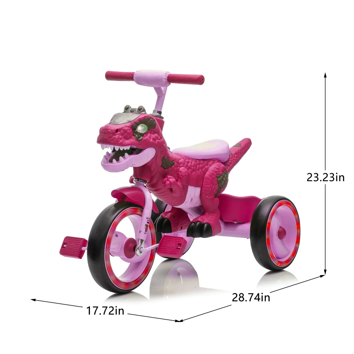 Nouveauté 2026 – Tricycle dinosaure Xuanlur pour enfants , avec larges roues lumineuses, pédales antidérapantes, panier arrière, musique et lumières LED, jouet idéal pour les enfants de 3 à 6 ans (vert