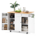 Nouveauté 2026 – Îlot de cuisine Noelse avec rangements, table d'appoint rabattable, porte-épices et porte-serviettes pour petites cuisines, blanc