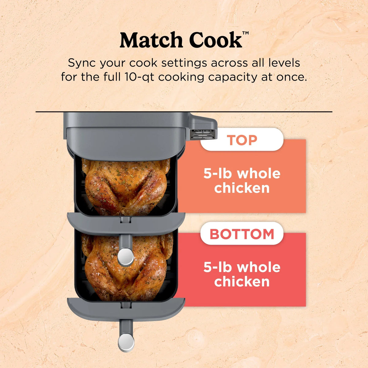 Nouveauté 2026 – Friteuse à air Ninja DoubleStack XL à 2 paniers, technologie DoubleStack permettant de cuire 4 aliments simultanément, conception compacte, 10 pintes, 4 en 1, Smart Finish & Match Cook, SL400