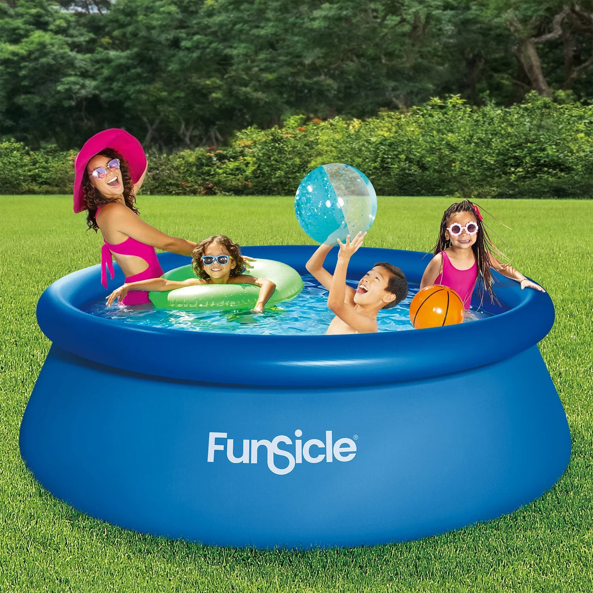 Nouveauté 2026 – Piscine hors sol ronde Funsicle QuickSet de 2,4 m (8 pi), à partir de 6 ans