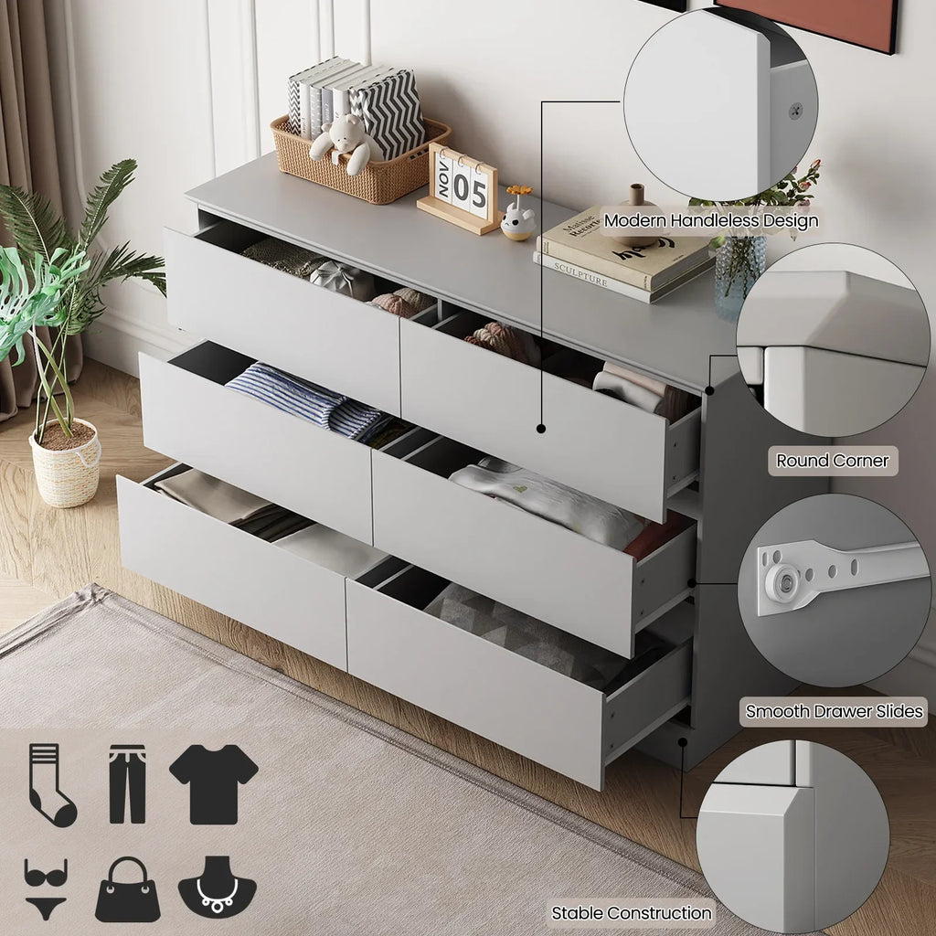 Nouveauté 2026 – Commode blanche neuve , commode à 6 tiroirs, meuble de rangement double, meuble d'appoint pour chambre ou salon