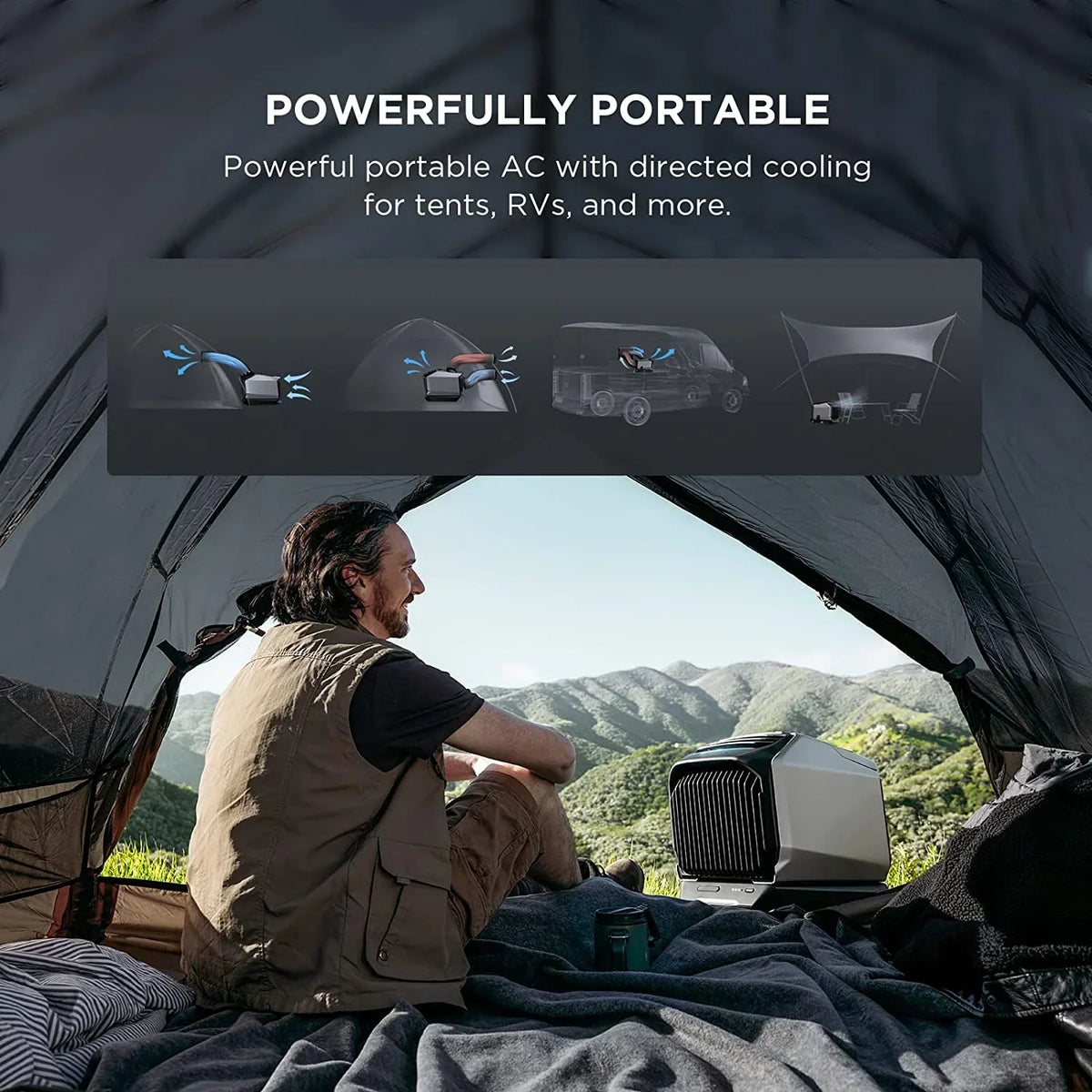 Nouveauté 2026 – Climatiseur portable EF EcoFlow WAVE 3 , puissance de refroidissement 1800 W/6100 BTU et puissance de chauffage 2000 W/6800 BTU, charge rapide 1000 W en 75 minutes, autonomie sans fil de 8 heures, contrôle via application, idéal pour