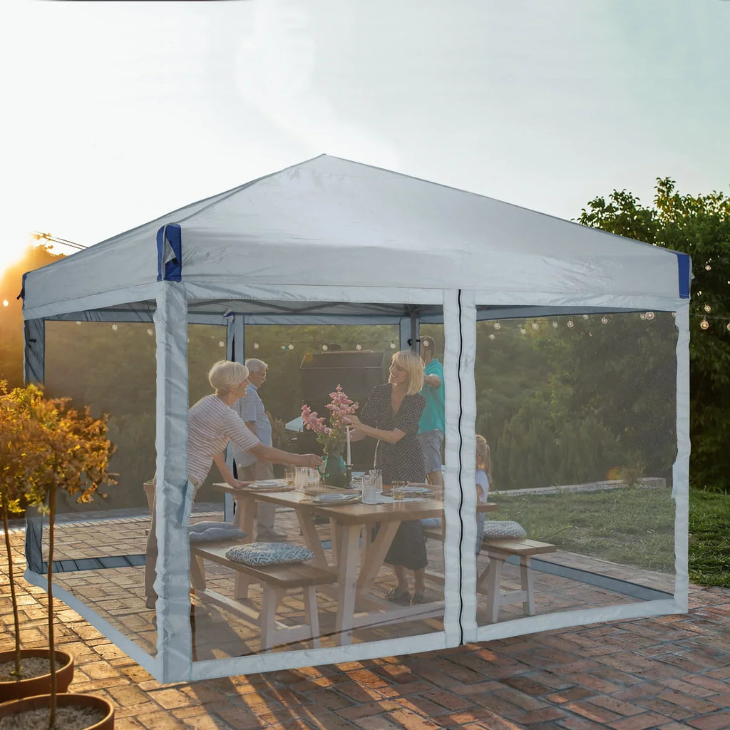 Nouveauté 2026 – Abri pliant Aoodor de 3,65 m x 3,65 m avec parois latérales en filet amovibles, tente d'extérieur portable et instantanée - Noir