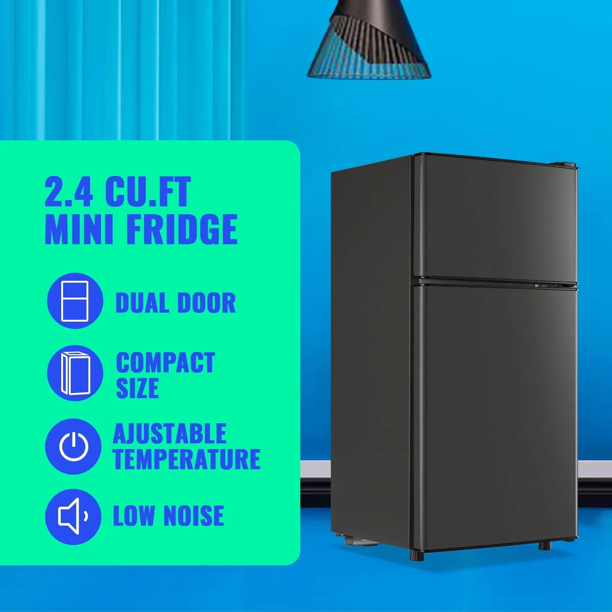 Nouveauté 2026 – Mini-réfrigérateur Tacool de 2,4 pi³ avec congélateur, petit réfrigérateur de format appartement, noir, NEUF