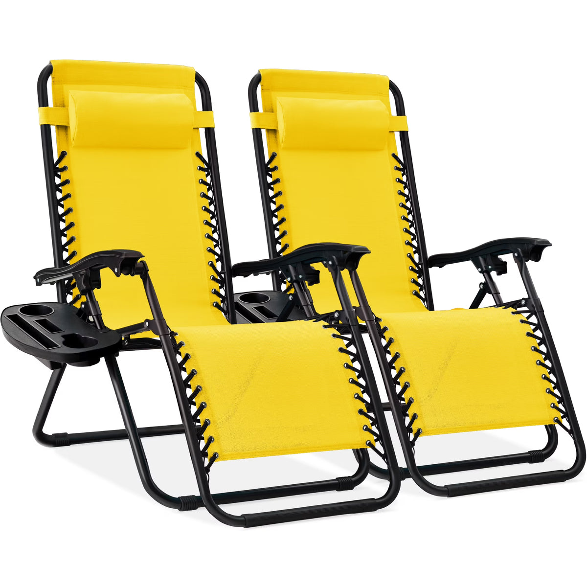 Nouveauté 2026 – Ensemble de 2 fauteuils inclinables zéro gravité Best Choice Products pour terrasse et piscine avec porte-gobelet - Gris