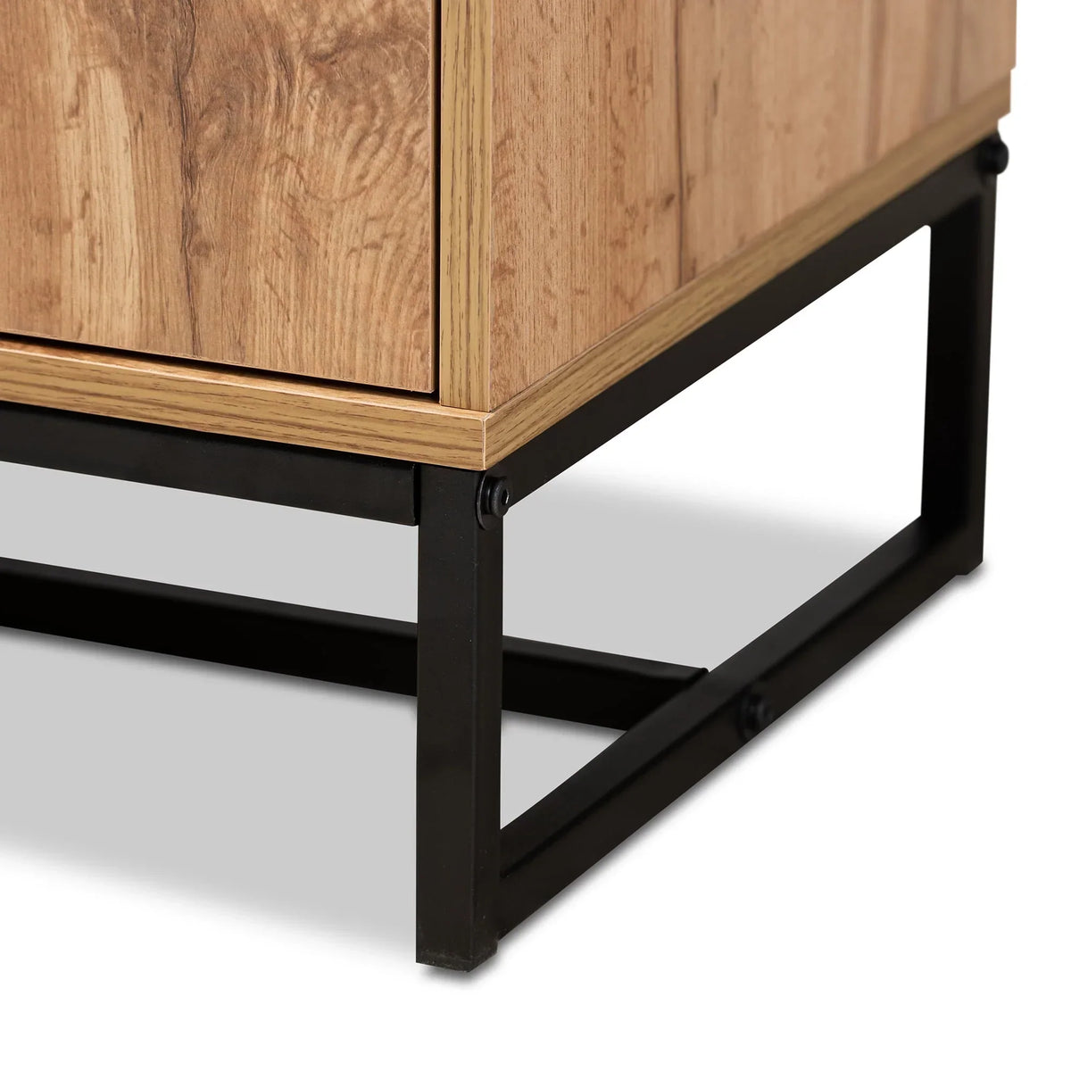Nouveauté 2026 – Buffet 3 tiroirs Baxton Studio Reid, style industriel moderne et contemporain, finition chêne et métal noir
