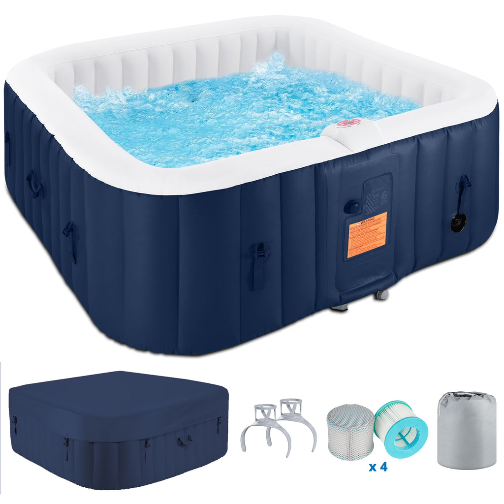 Nouveauté 2026 – Spa gonflable portable d'extérieur , 185 cm (73 pouces), 4 à 6 personnes, avec panneau de commande, 130 jets, couverture isolante et protection de fond, température jusqu'à 40 °C (104 °F), gris