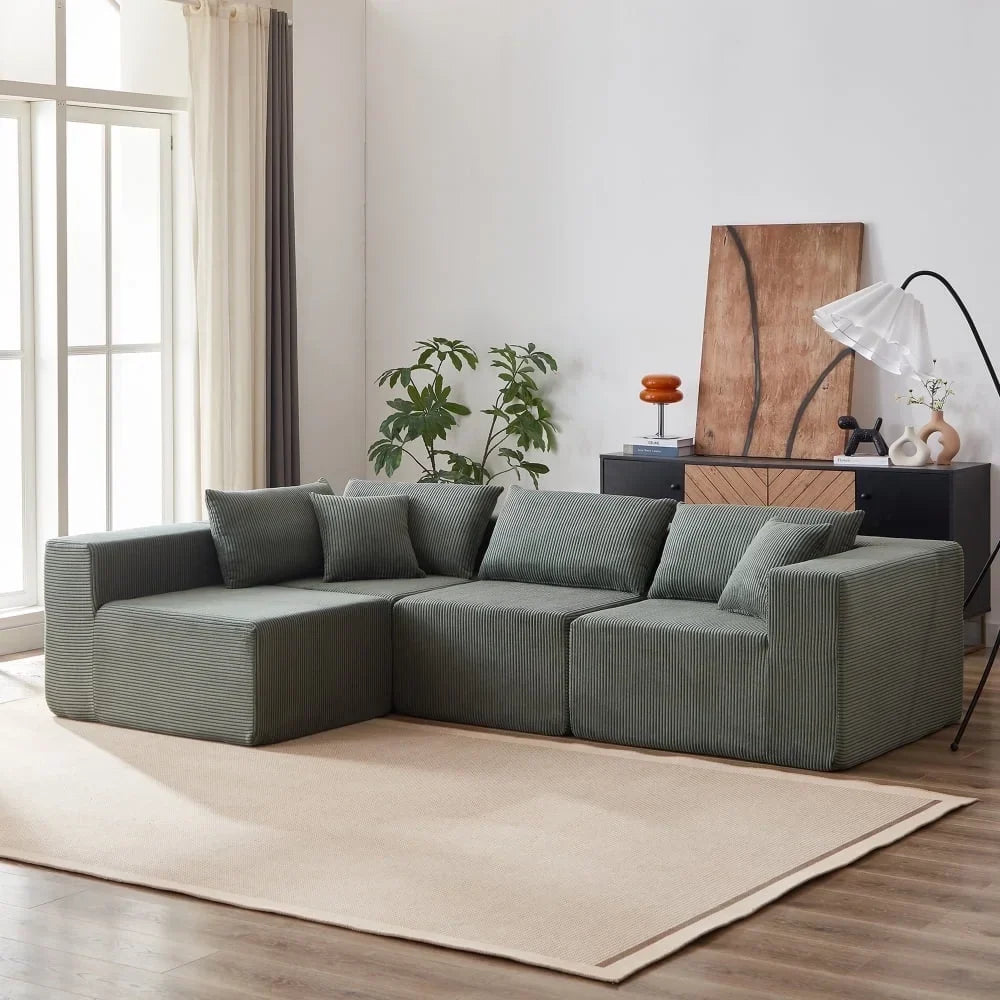 Nouveauté 2026 – Canapé d'angle modulaire en velours côtelé de 264 cm (104 pouces), ensemble de canapés de sol de luxe, mobilier d'intérieur rembourré, canapé compressé en mousse pour salon et chambre, combinaison libre de 4 pièces