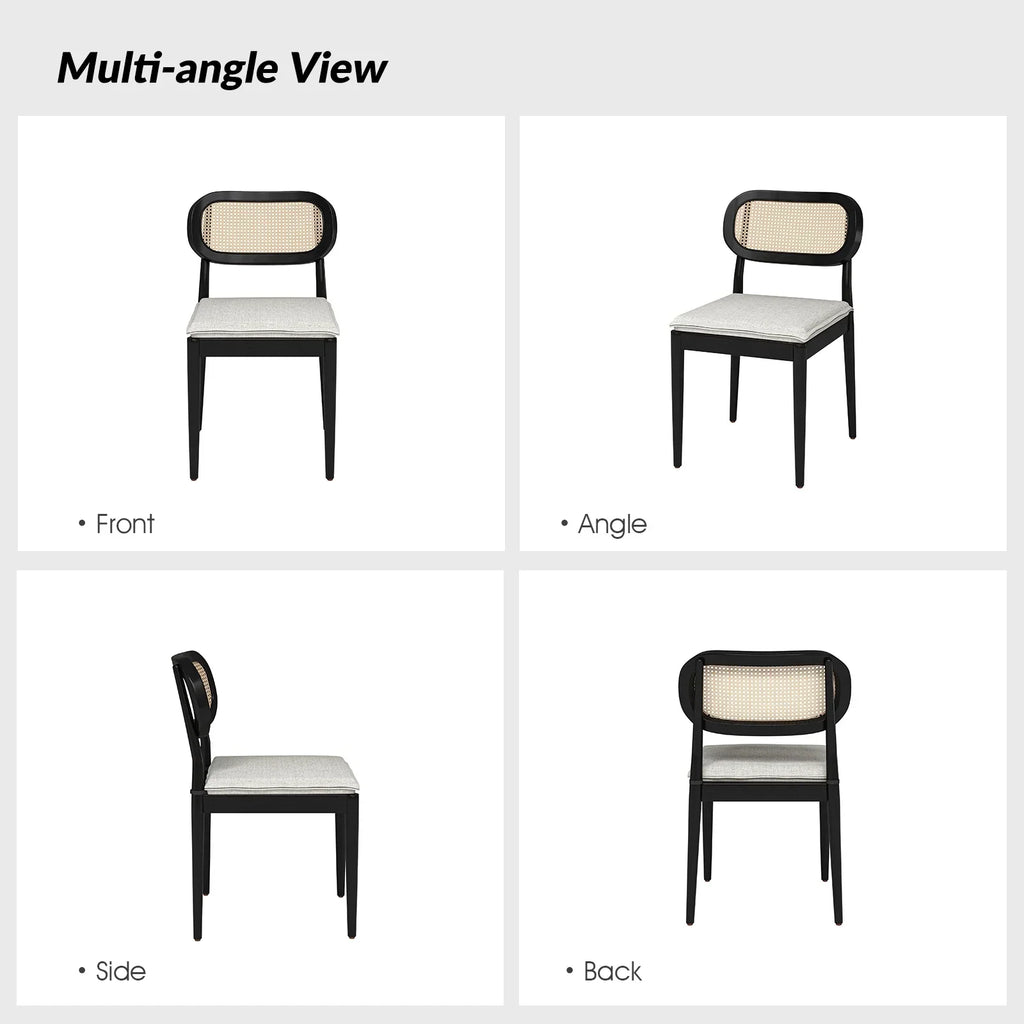 Nouveauté 2026 – Ensemble de 2 chaises de salle à manger Rattan , fauteuils en bois avec coussins amovibles, style gland, pour la maison, la cuisine ou le restaurant