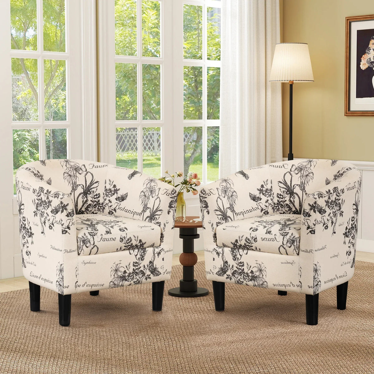 Nouveauté 2026 – Fauteuil d'appoint en velours beige Bonzy Home avec repose-pieds pour salon