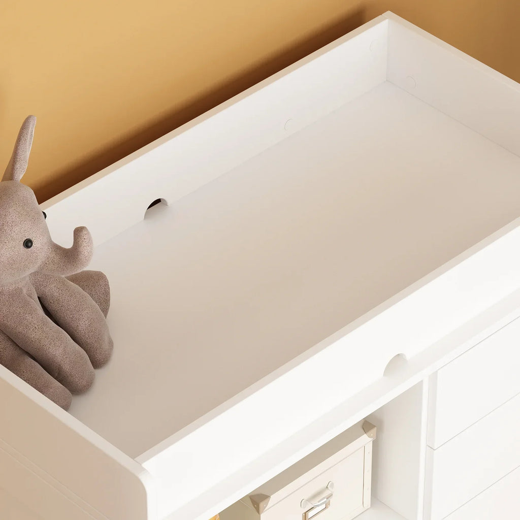 Nouveauté 2026 – Table à langer/commode pour chambre de bébé OXYLIFE , 114 cm (45 po), avec 4 tiroirs et une étagère, blanche