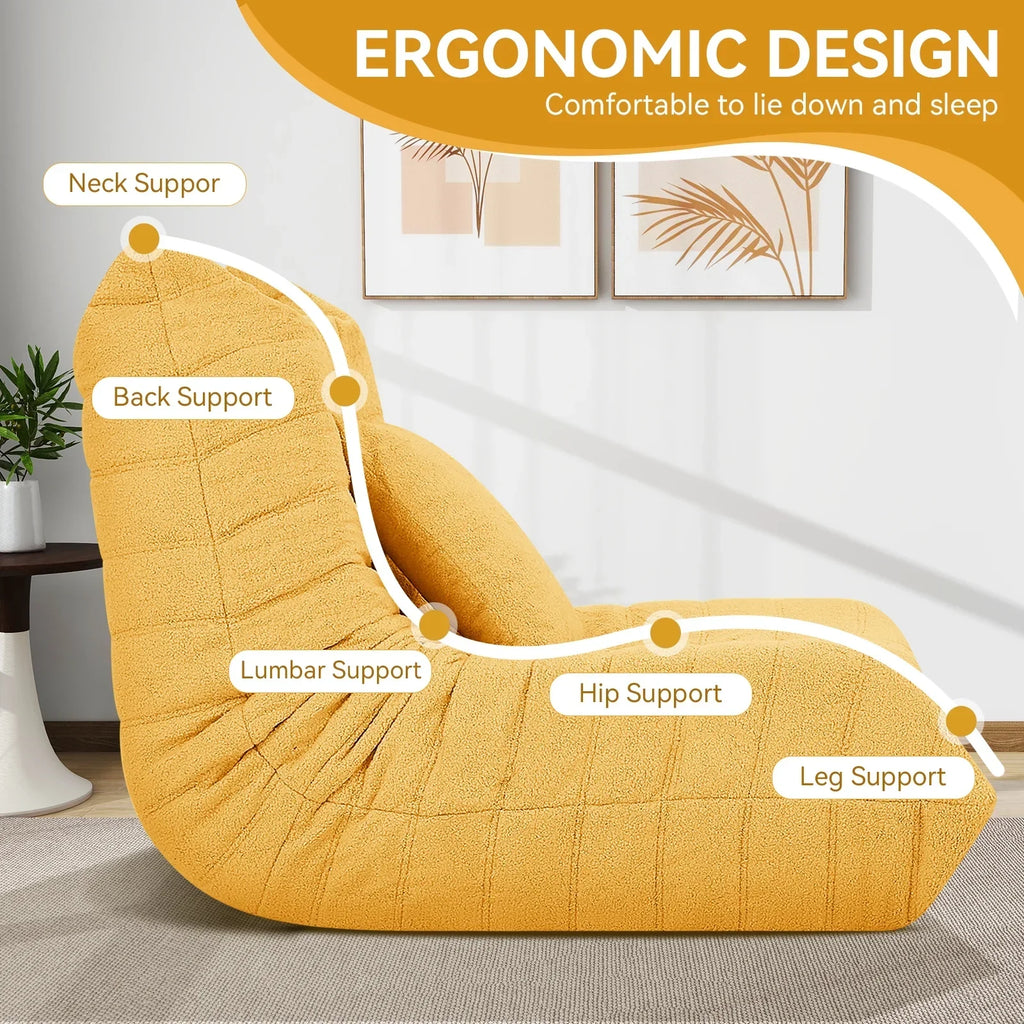 Nouveauté 2026 – Fauteuils poufs VFD pour adultes, pouf avec repose-pieds, canapé lounge confortable en mousse à mémoire de forme, fauteuil de lecture idéal pour la chambre et le salon, canapé de sol relaxant
