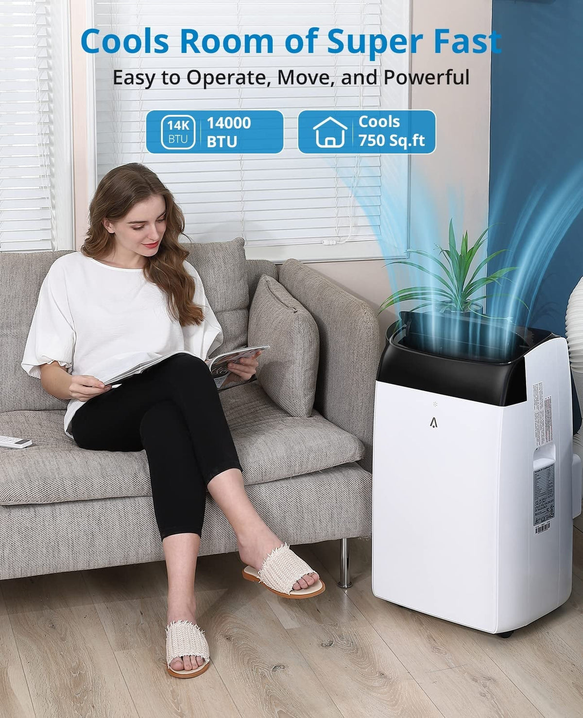 Nouveauté 2026 – Nouveau modèle 2025/2026 : Climatiseur portable 14 000 BTU, refroidit jusqu’à 750 pi², unité de climatisation portable 3 en 1 silencieuse avec télécommande et kits d’installation pour grandes pièces, 3 vitesses, oscillation automatiq