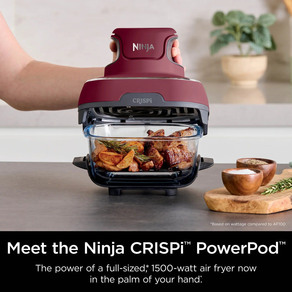 Nouveauté 2026 – Friteuse à air portable 3-en-1 Ninja Crispi , 1500 W, récipients en verre TempWare de 4 L et 5 tasses avec couvercles de conservation, compatible micro-ondes, congélateur et lave-vaisselle, blanc, FN100WH