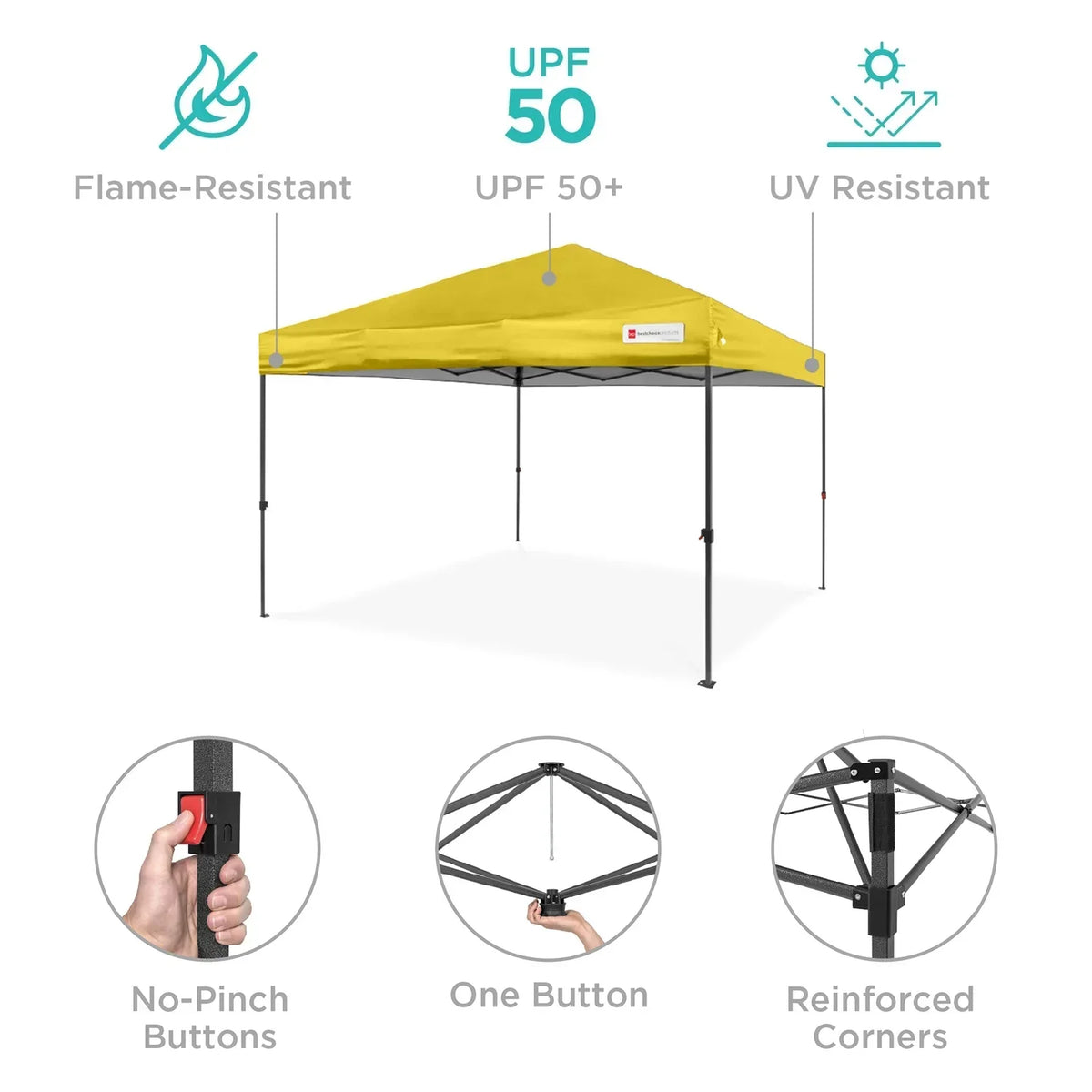 Nouveauté 2026 – Best Choice Products 3,66 m x 3,66 m - Abri pliant facile à monter avec installation en un clic, sac à roulettes et 4 sacs de lestage - Bleu marine