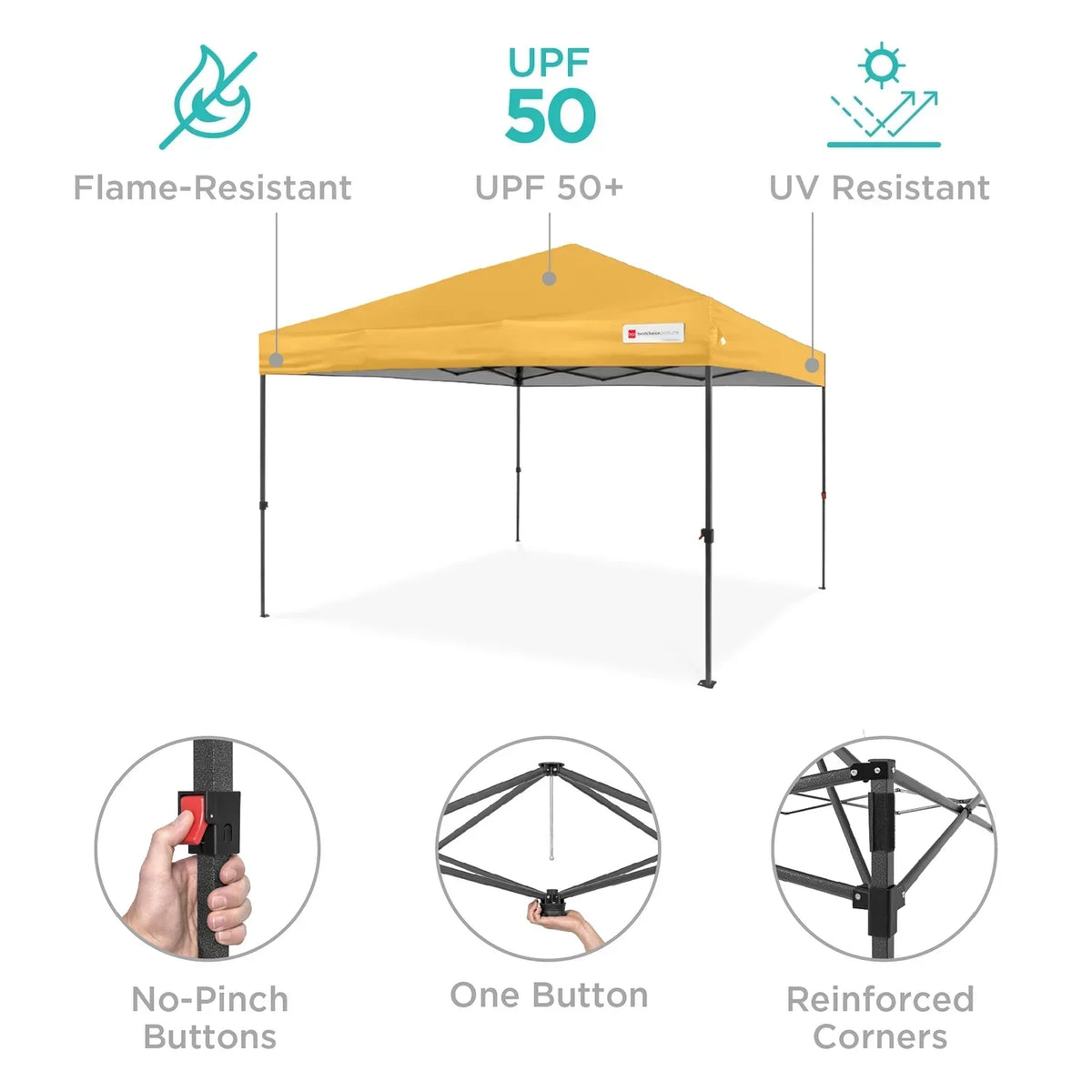 Nouveauté 2026 – Best Choice Products 3,66 m x 3,66 m - Abri pliant facile à monter avec installation en un clic, sac à roulettes et 4 sacs de lestage - Bleu marine