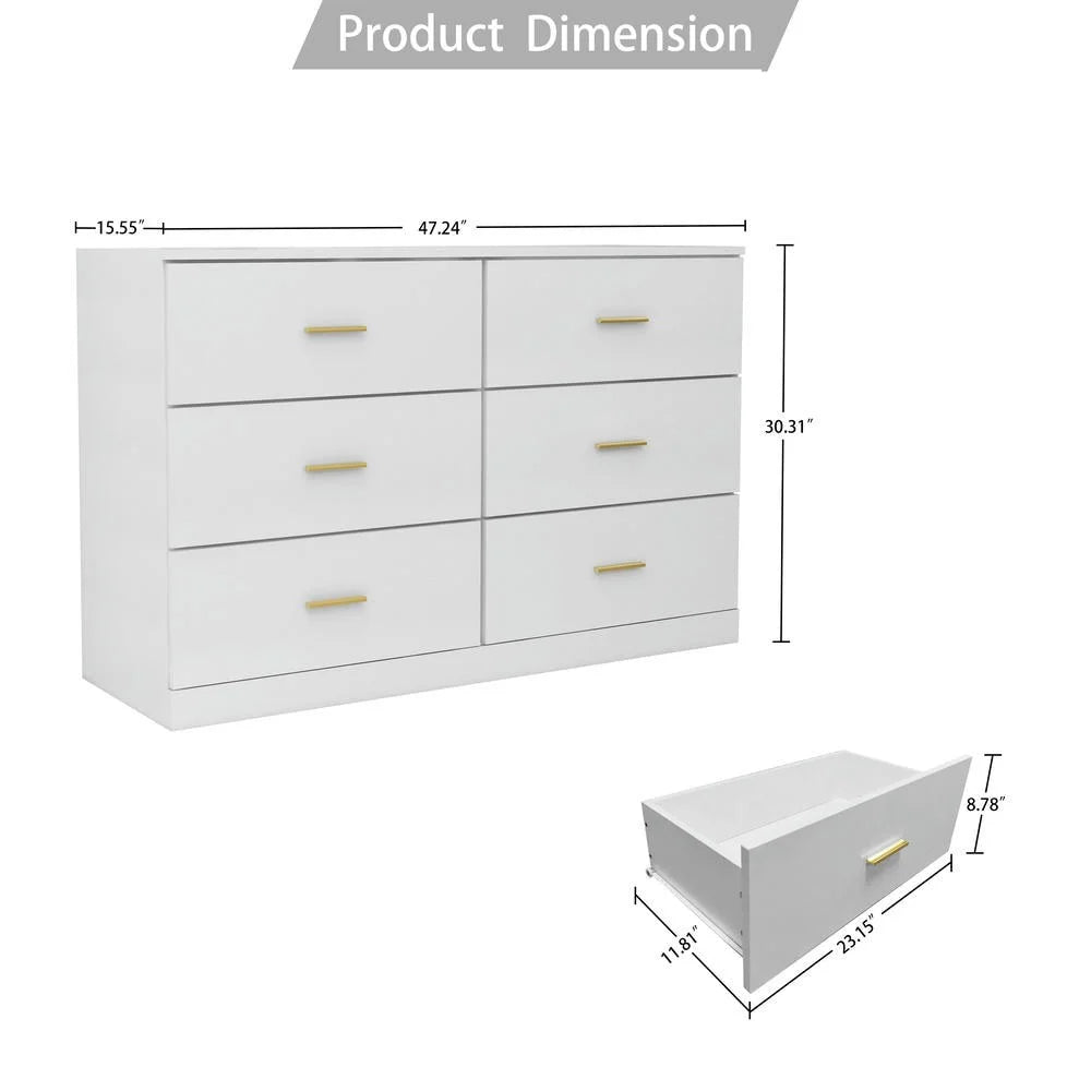 Nouveauté 2026 – Commode moderne Kadyn à 6 tiroirs, meuble en bois, commode pour chambre, meuble de rangement de cuisine avec tiroirs, commode (noire