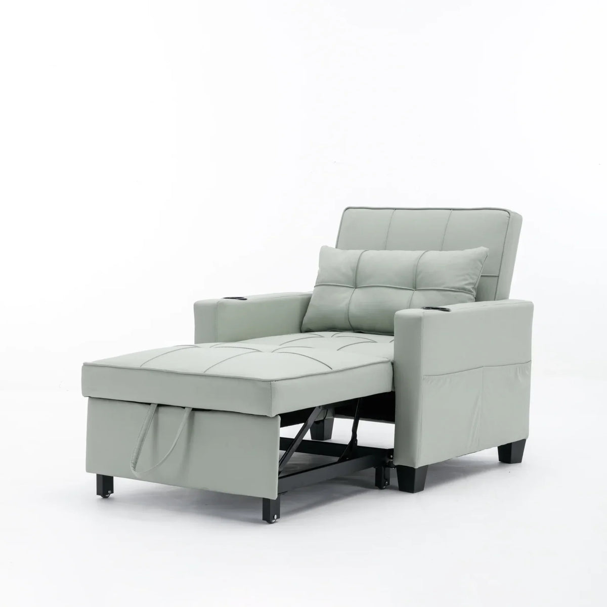 Nouveauté 2026 – Canapé-lit futon convertible , fauteuil-lit multifonctionnel 3 en 1 avec ports USB, dossier inclinable réglable, idéal pour les petits espaces (salon, chambre), revêtement en tissu technique, gris foncé