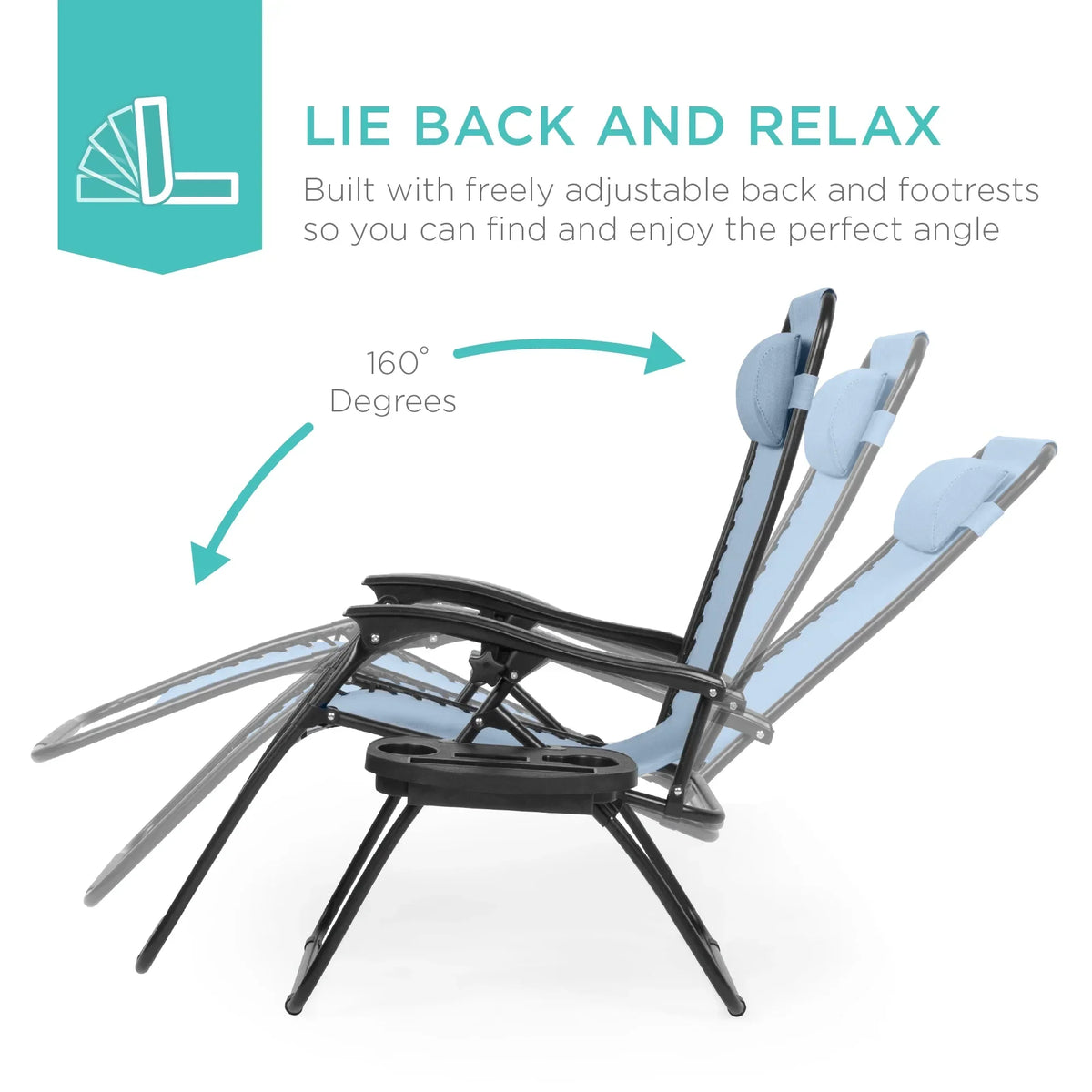 Nouveauté 2026 – Ensemble de 2 fauteuils inclinables zéro gravité Best Choice Products pour terrasse et piscine avec porte-gobelet - Gris