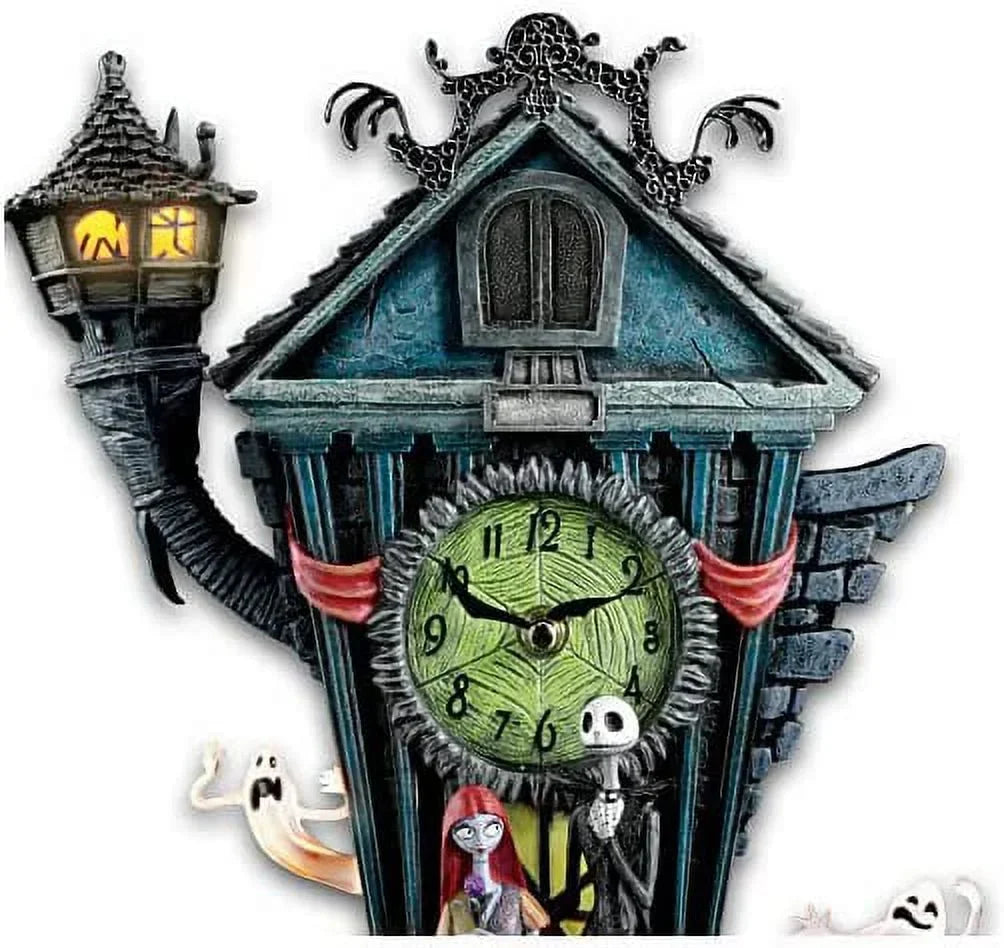 Nouveauté 2026 – The Bradford Exchange Horloge à coucou L'Étrange Noël de Monsieur Jack, 53 cm, musicale, lumineuse, édition limitée