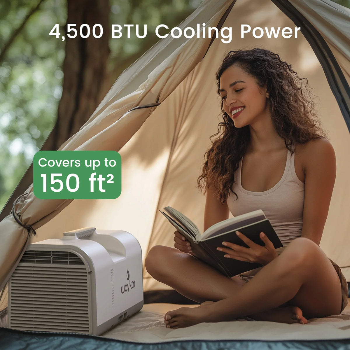 Nouveauté 2026 – Climatiseur portable Waykar 4500 BTU pour tente, camping, camping-car, 12 m², faible niveau sonore, télécommande