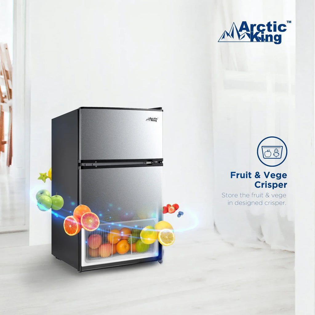 Nouveauté 2026 – Mini-réfrigérateur à deux portes Arctic King 3,2 pi³ avec congélateur, acier inoxydable, E-Star