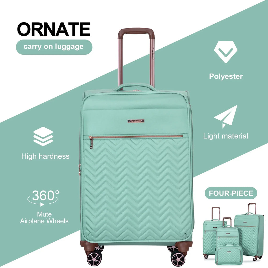 Nouveauté 2026 – Ensemble de 4 bagages Travelhouse : valise souple extensible et légère avec doubles roulettes multidirectionnelles (noir