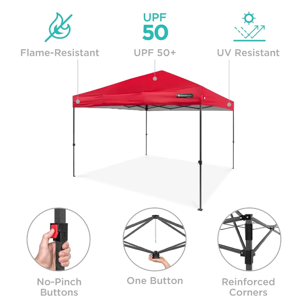 Nouveauté 2026 – Best Choice Products 3,66 m x 3,66 m - Abri pliant facile à monter avec installation en un clic, sac à roulettes et 4 sacs de lestage - Bleu marine