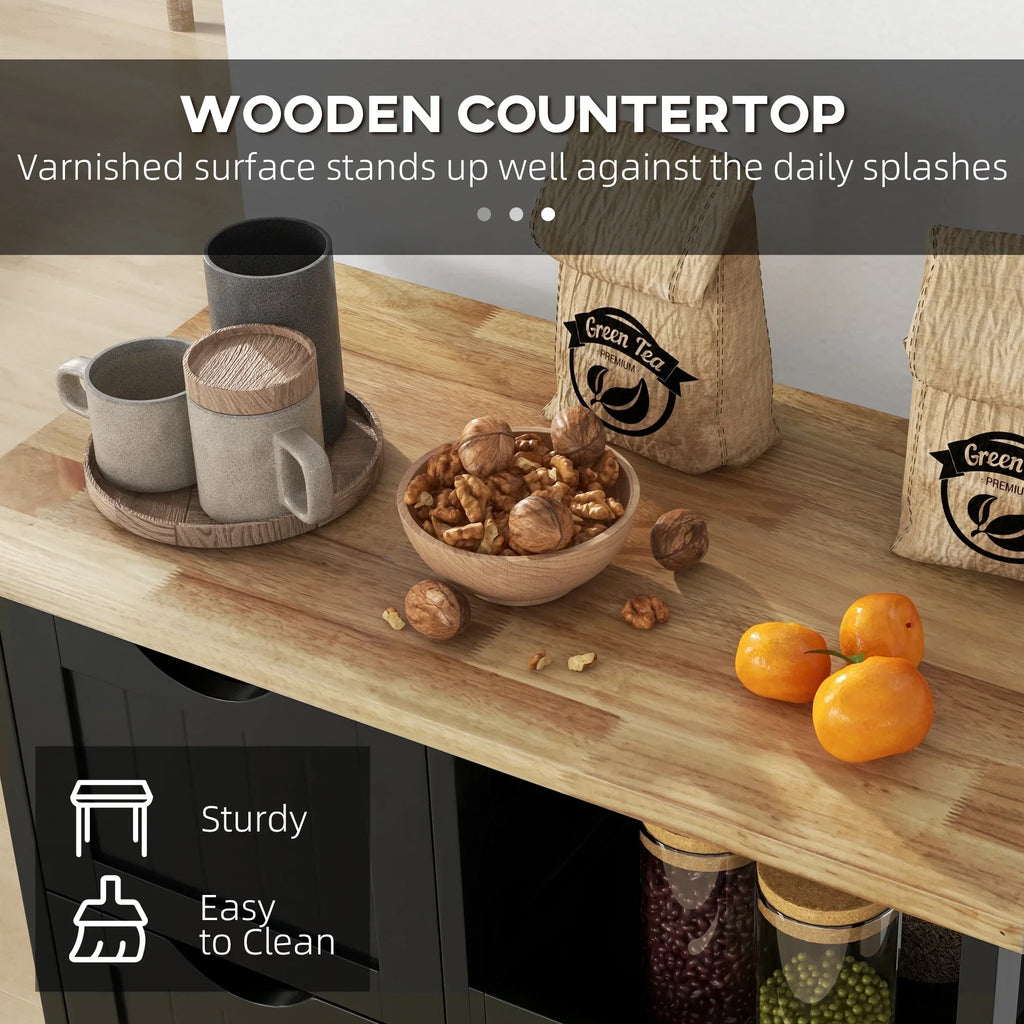 Nouveauté 2026 – Îlot de cuisine roulant HOMCOM , chariot de service de bar, chariot compact sur roulettes avec plateau en bois, étagères et tiroirs pour salle à manger, gris