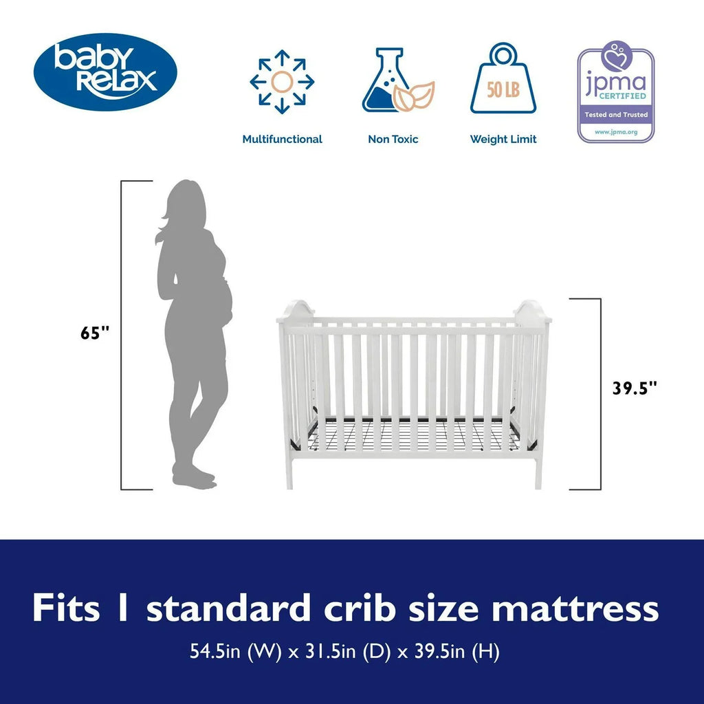 Nouveauté 2026 – Lit bébé convertible 3-en-1 Baby Relax Adele . Blanc
