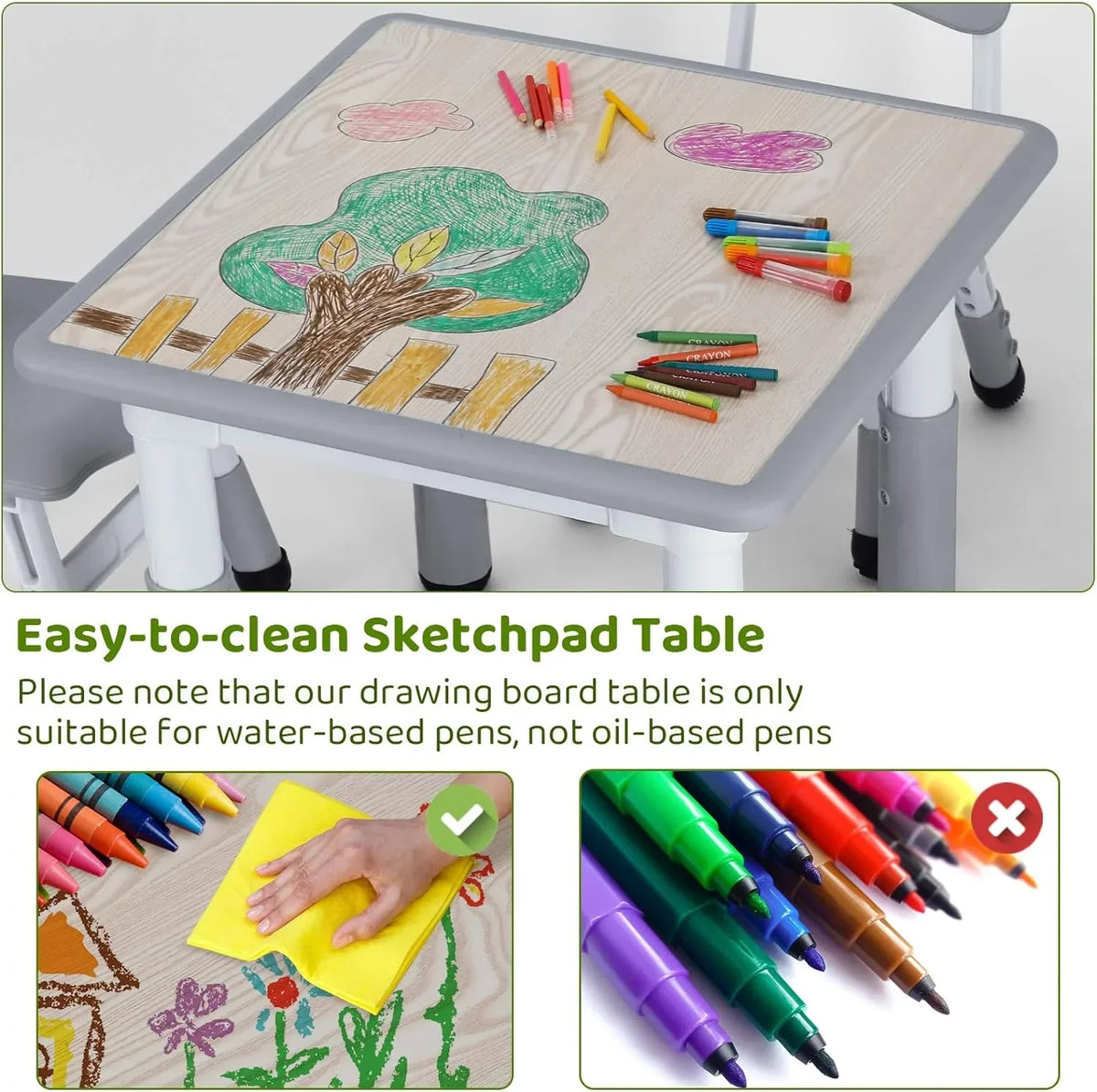 Nouveauté 2026 – Ensemble table et chaises pour enfants Arlopu 5 pièces , hauteur réglable, table d'activités et 4 chaises pour les tout-petits, idéal pour étudier, gris