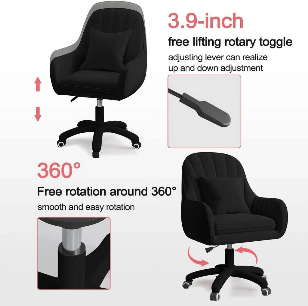 Nouveauté 2026 – Fauteuil de bureau Home , chaise d'ordinateur avec dossier mi-haut capitonné, style moderne, pivotante et réglable en hauteur, en velours blanc