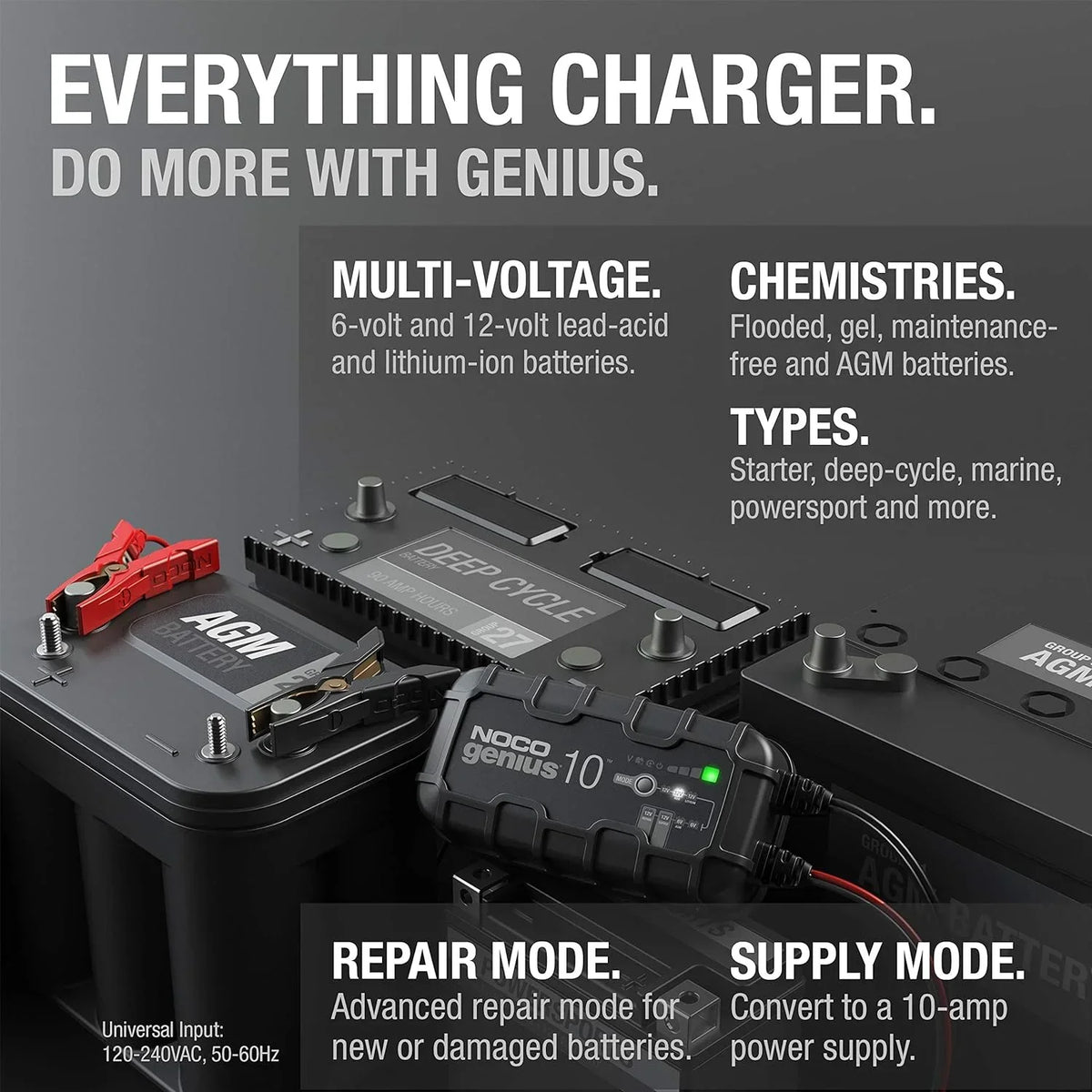 Nouveauté 2026 – NOCO GENIUS10 : Chargeur, mainteneur et désulfateur de batterie intelligent 10 A 6 V/12 V