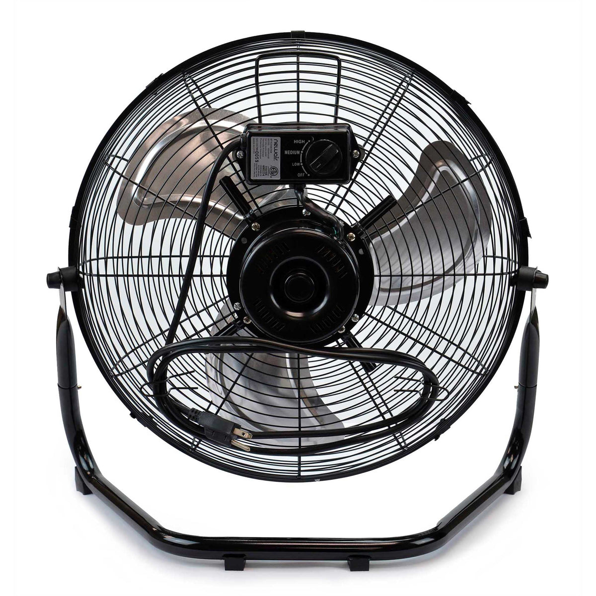 Nouveauté 2026 – Ventilateur de sol industriel haute vitesse Newair 18" , robuste, en métal, inclinaison réglable, 3 vitesses jusqu'à 4012 CFM, interrupteur rotatif