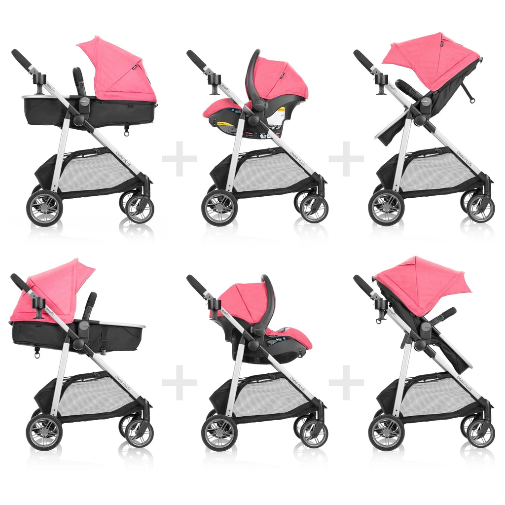 Nouveauté 2026 – Système de voyage modulaire Evenflo Omni Plus avec siège auto pour bébé LiteMax Sport, gris Mylar, unisexe