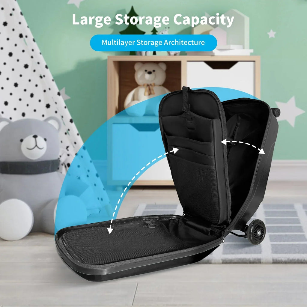 Nouveauté 2026 – Muhub - Valise-trottinette 2 en 1 pour enfants et adultes, pliable et à roulettes, bleu clair