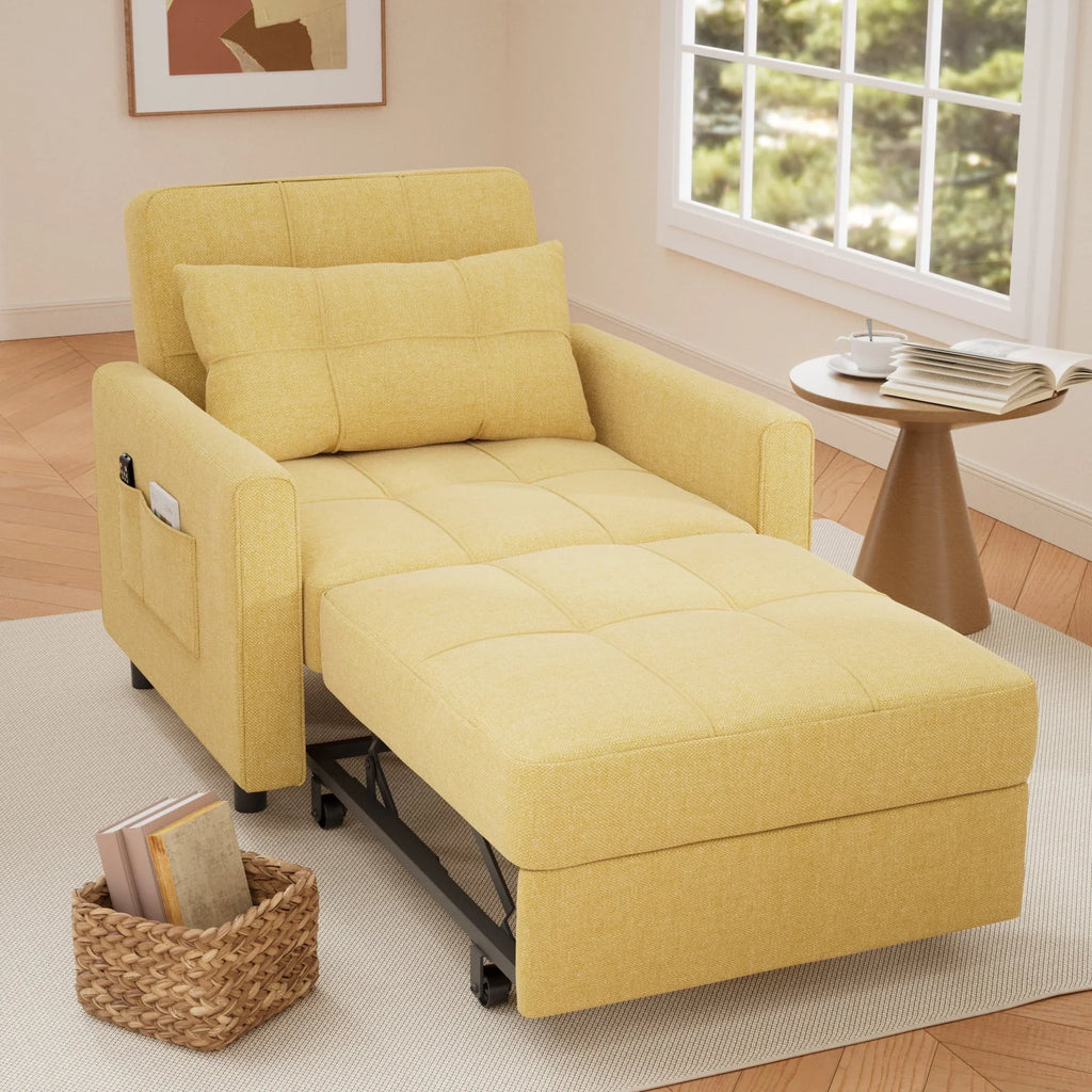 Nouveauté 2026 – Canapé-lit convertible 3 en 1 Lofka avec rangement, dossier réglable et fonction gigogne - Fauteuil-lit idéal pour les petits espaces et les appartements, gris foncé