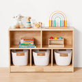 Nouveauté 2026 – Étagère Montessori 5 compartiments en bois d'hévéa Rubber , bibliothèque pour tout-petits de 90 cm de long, armoire de rangement en bois à 2 niveaux, organisateur pour salle de classe, salle de jeux, garderie et école maternelle