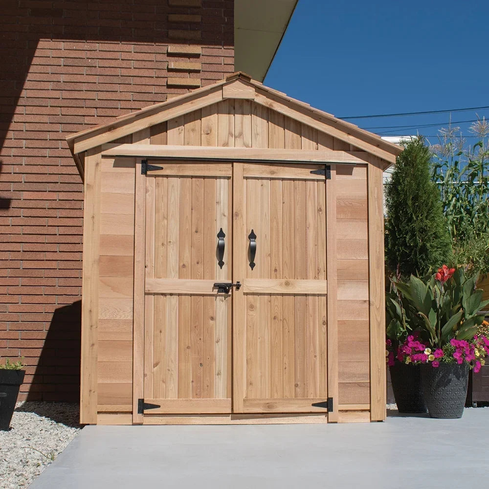Nouveauté 2026 – Abri de jardin Space Master 6x4 en cèdre rouge de l'Ouest avec double porte et toit en cèdre