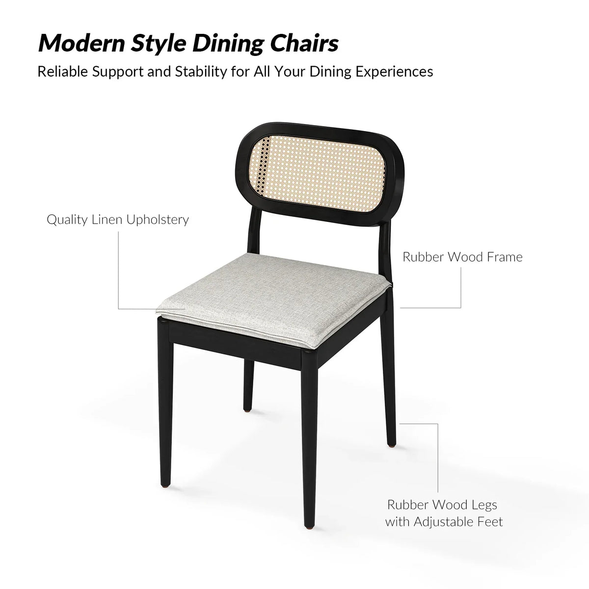 Nouveauté 2026 – Ensemble de 2 chaises de salle à manger Rattan , fauteuils en bois avec coussins amovibles, style gland, pour la maison, la cuisine ou le restaurant